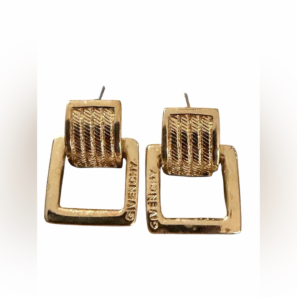 Givenchy Vintage Belt Buckle Post Back Gold Plated Earrings (For Pierced Ears) - Picture 9 of 9